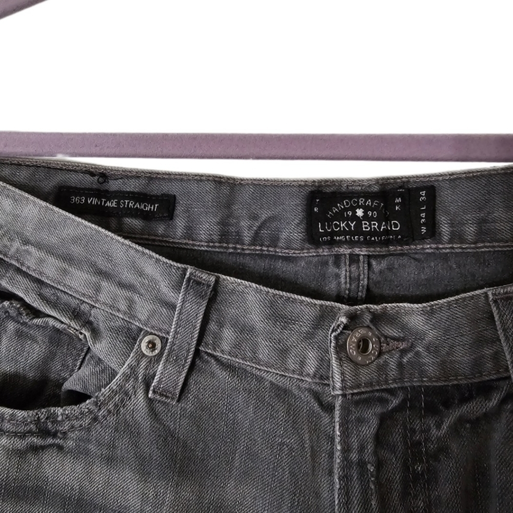 **SOLD** Lucky Brand Men's 363 Vintage Straight Gray Jeans - Picture 3 of 8